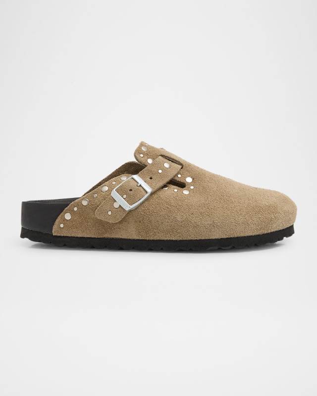Boston Exquisite Rivets Suede Clogs